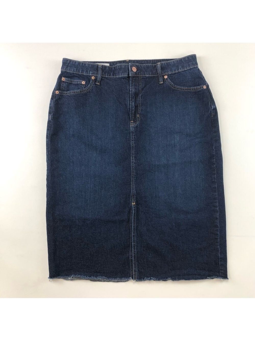 Gap Icon midi denim pencil dark indigo wash skirt 34”